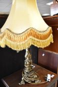 A vintage brass table lamp
