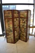A late 19th or early 20th Century mahogany four fold modesty screen or room divider , the panels