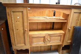 A rustic pine dresser back, width approx. 190cm
