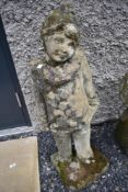 A concrete garden ornament, modelled as a Pierrot syle clown