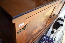 A modern side cabinet, with pictorial decoration to panelled doors, pheasant and dog interest, width