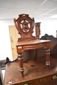 A 19th Century mahogany hall chair