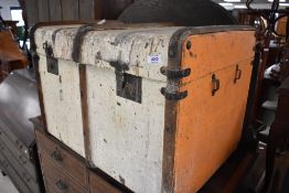 A vintage painted travel trunk, width approx. 71cm