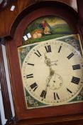 A 19th Century mahogany cased long case clock having 30 hour movement and painted Roman numeral