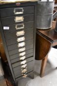 A set of vintage metal filing drawers