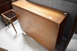 A vintage G plan/Jentique or similar narrow gateleg dining table and four similar chair frames
