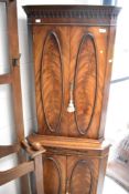 A reproduction double height corner cocktail cabinet, height approx. 173cm