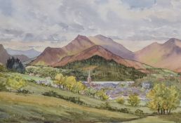 Local interest* Monica Barry (British 1917-2014) watercolour '(Springtime) Fells round Keswick'