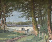 Hurst Balmford (British 1871-1950) oil on canvas laid down on board, farmstead, signed lower left,