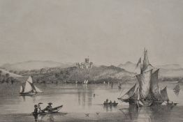 Local Interest* Artist unknown, engraving of Wray Castle as seen from Windermere, within step