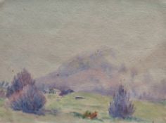 Local interest* Tom Dearden (1942-2020) watercolour, Buck House Head, on the South Face of