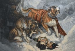 After Edwin Henry Landseer (British 1802-1873) colour print, Alpine Mastiffs Reanimating a