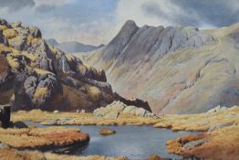 Geoffrey H. Pooley (British 1908-2006) watercolour 'Pike O'Stickle from Black Rigg' within