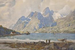 After Alfred Heaton Cooper (British 1864-1929) colour print 'The Raft Sund, Loffoden Islands,