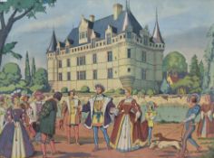 French school poster from MDI editions late 20th Century, 'Francis I and his Court' within red frame