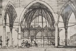 After Louis Rosenberg (American 1890-1983) monochrome etching 'The Fountain' Aya Sophia, signed in