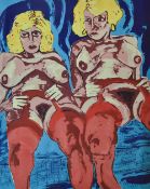 Artist unknown, screen print, 20th century, Pop Art style, erotic art - two blonde haired women in