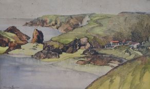 Claude Buckle (British 1905-1973) a pair of pastel drawings, 'Kynance Cove' and 'Newquay', signed