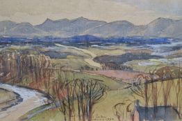 Sir Charles John Holmes (1868-1936) watercolour sketch 'The Road to The Lakes' sprawling Lakeland