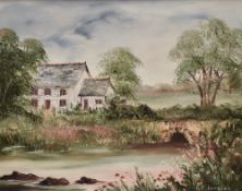 Pat Langton (British b1931) pair of oil on boards, depicting country scenes, both signed lower