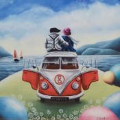 Claire Baxter (British, Contemporary) colour print 'Campervan Travels', within white mount and black