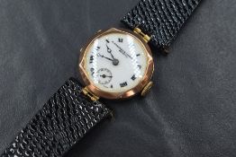 A 9ct gold cased Pleasance & Harper Ltd wristwatch, the white dial having Roman numerals and