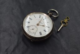 An Edwardian silver open face key wound pocket watch, the white dial marked 'The Express English