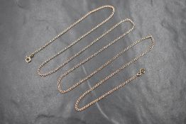 A 9ct rose gold curb link chain, marked 9k, 68.5cm, 3.2g