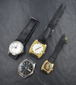 Four vintage wrist watches including Baume, Roamer, Chateau and Seiko 7123-8420 (no strap)