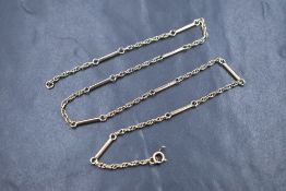 A 9ct gold fancy link chain, marked 375, 43cm, 6.4g