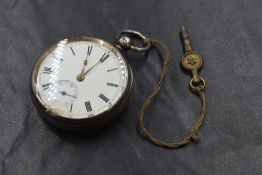 A Victorian silver key wound pocket watch bearing name: W R Sykes, Clapham on the movement and