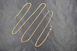 A 9ct gold fine link rope chain, marked 375, appproximately 24' & 4.2g