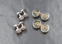 A pair of Charles Tyrwhitt white metal onyx and mother-of-pearl cufflinks, along with four Charles