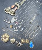 A selection of white metal jewellery, most stamped 925/Silver including chains, bracelets, earrings,
