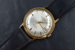 A gent's yellow metal presumed gold manual wind wrist watch by Rotary having a baton numeral dial