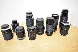 Ten Lenses. A Vivitar 1:4,5 70-210mm, a Vivitar 1:3,8 75-205mm, a Sirius MC Auto Zoom 1:4-5,6 60-