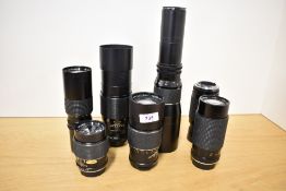 Seven Lenses. A Tokina RMC 1:4 80-200mm, a Derek Gardiner Automatic 1:3,5 200mm, an Optimax 1:2,8