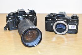 Two Praktica BC1 Electronic camera bodies on with Sirus MC Auto Zoom 1:4 -5,6 28-200mm