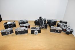 Eleven USSR made cameras of various makes and styles