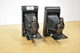 Two early 20th century Kodak No2 Autographic Brownie folding cameras