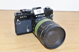 A Wirgin Edixa 2MTL 35mm SLR camera circa 1970 having Vivitar f/8 500mm mirror lens