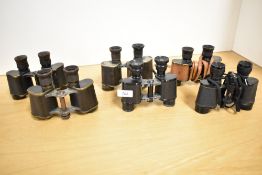 Six pairs of binoculars, a pair of Afsa Paris Sthenara x6, a pair of Heath and Co London x6, a