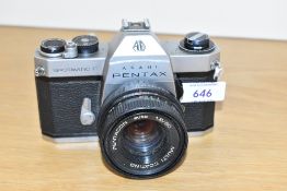 A Pentax Spotmatic F camera with Pentacon1:1,8 50mm lens