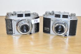 Two Balda Super Baldina cameras with Baldinar 1:3,5 50mm lenses one spares or repairs