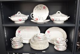 A Royal Albert Trent Rose pattern bone china dinner service, decorated with floral patterns on an