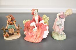 A Royal Doulton fine bone china figurine, pattern no 1908, h12cm, sold together with two other