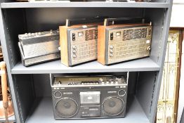 A pair of vintage Selena 'LW-MW-5' radios, having teak wood surround, makers mark for the USSR,
