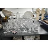 A pair of stemmed glasses having etched mark to face reading, 'Glasson Dock 1787 - 1987 Bi -
