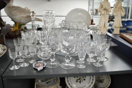 A pair of stemmed glasses having etched mark to face reading, 'Glasson Dock 1787 - 1987 Bi -