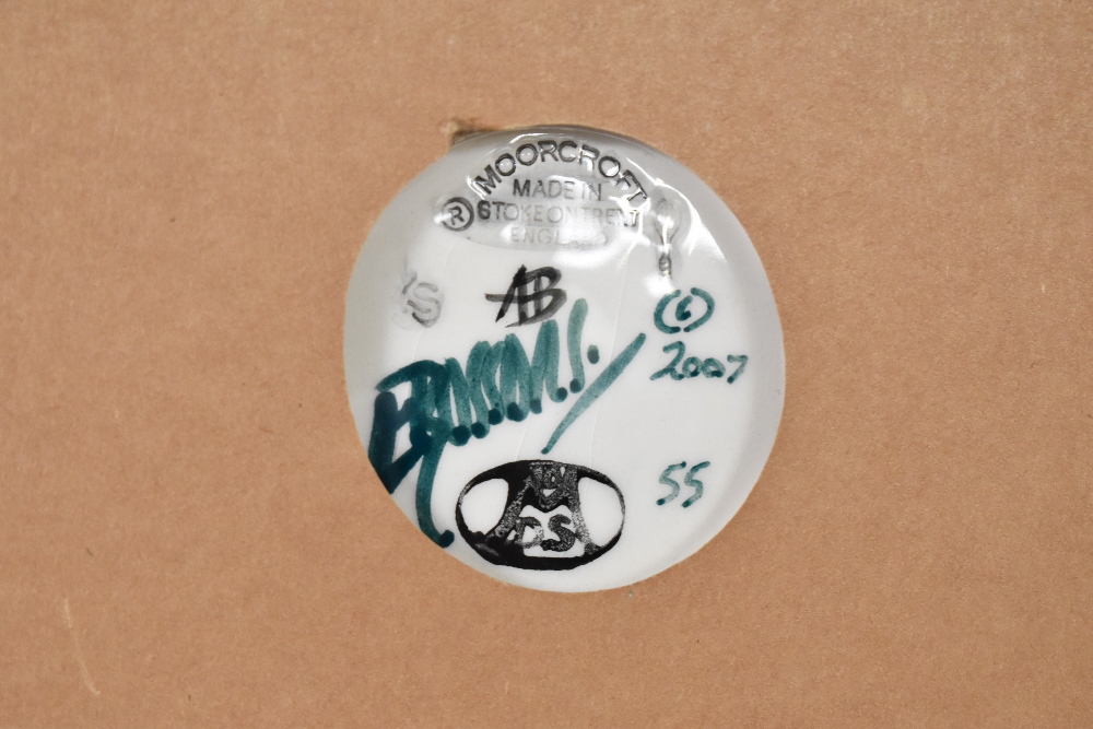 A pottery Moorcroft ceramic tile, decorated with poppies and tulips, painted and impressed marks - Image 3 of 3